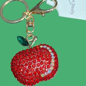 APPLE SPARKLY BAG CHARM KEY CHAIN